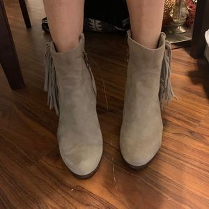 Sam Edelman tan fringe boots